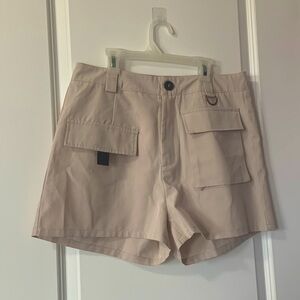 PRETTYLITTLETHING SIZE 10 Beige High-waist Cargo Shorts